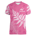 New Zealand Lawn Bowls Breast Cancer Personalized Women V-Neck T-Shirt Wrap-Around Silver Fern - Aussie Hoodie