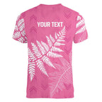 New Zealand Lawn Bowls Breast Cancer Personalized Women V-Neck T-Shirt Wrap-Around Silver Fern - Aussie Hoodie