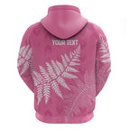 New Zealand Lawn Bowls Breast Cancer Personalized Zip Hoodie Wrap-Around Silver Fern - Aussie Hoodie