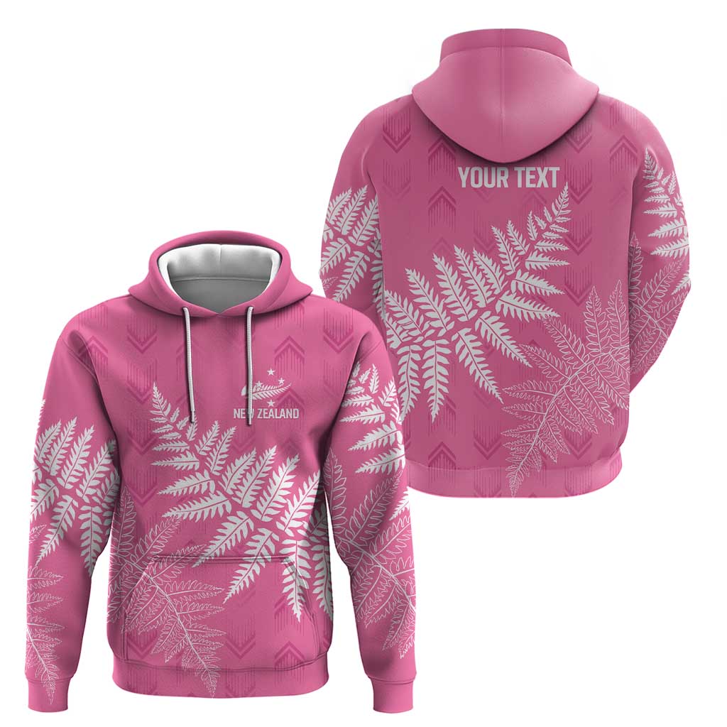 New Zealand Lawn Bowls Breast Cancer Personalized Zip Hoodie Wrap-Around Silver Fern - Aussie Hoodie