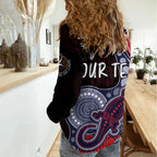 Personalised NAIDOC Week 2023 AFL Demons Women Casual Shirt Aboriginal Dot Art Lizard Mix Boomerang LT7