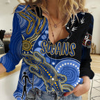 Personalised NAIDOC Week 2023 AFL Eagles Women Casual Shirt Aboriginal Dot Art Lizard Mix Boomerang LT7