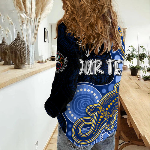 Personalised NAIDOC Week 2023 AFL Eagles Women Casual Shirt Aboriginal Dot Art Lizard Mix Boomerang LT7