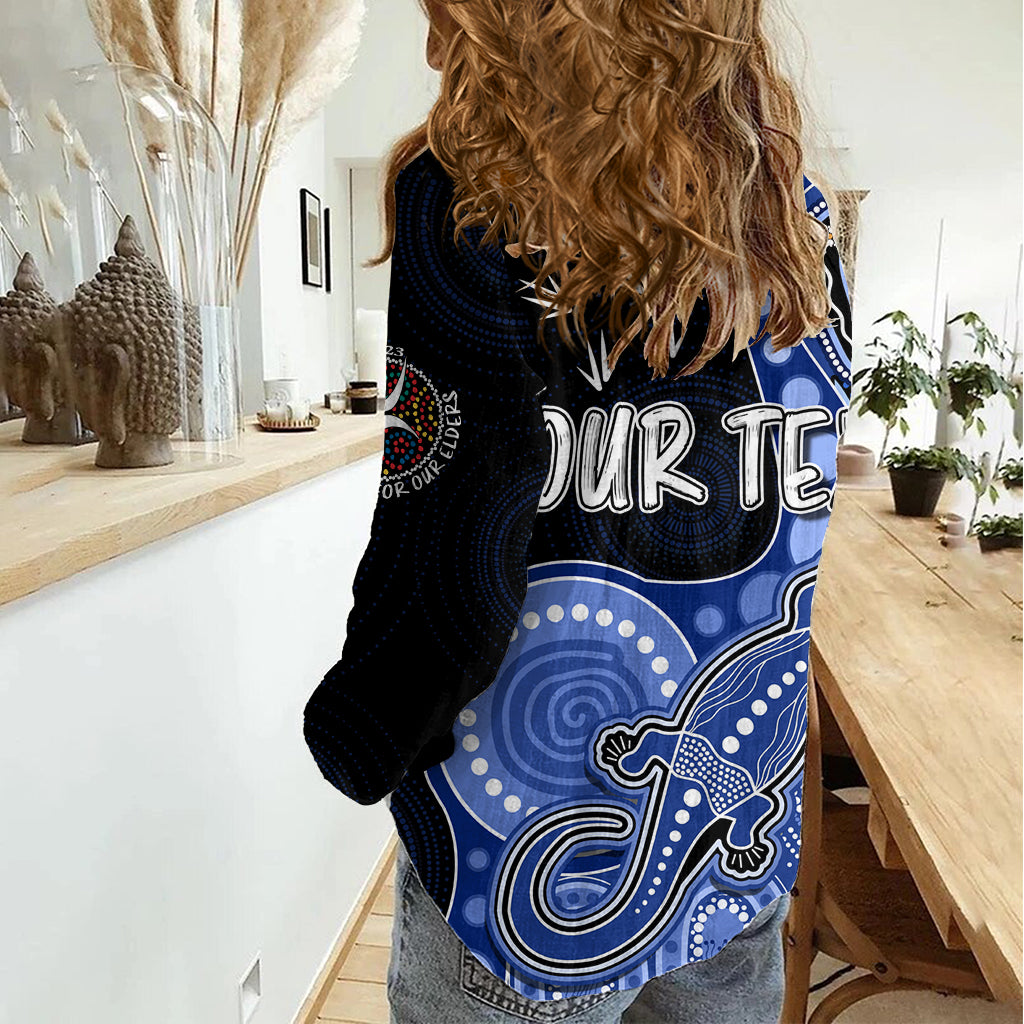 Personalised NAIDOC Week 2023 AFL Kangaroos Women Casual Shirt Aboriginal Dot Art Lizard Mix Boomerang LT7