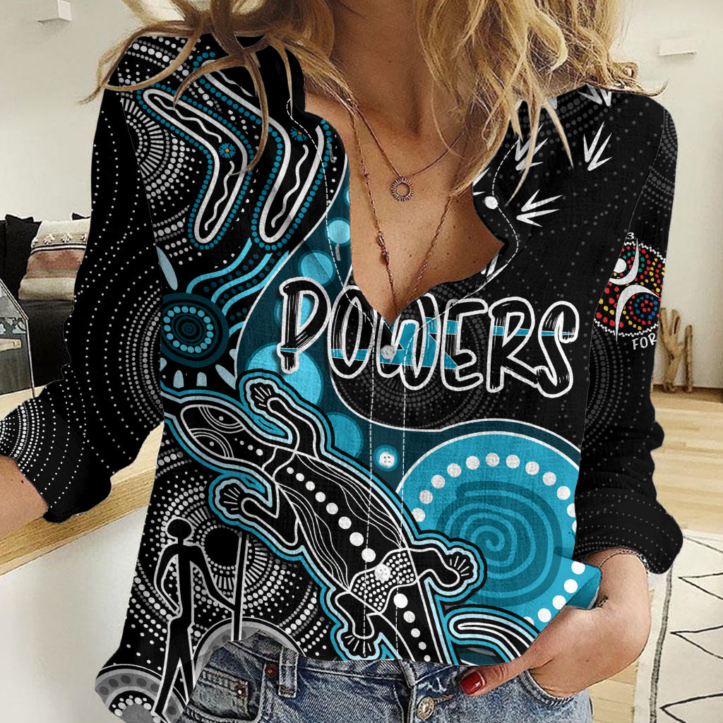 Personalised NAIDOC Week 2023 AFL Powers Women Casual Shirt Aboriginal Dot Art Lizard Mix Boomerang LT7