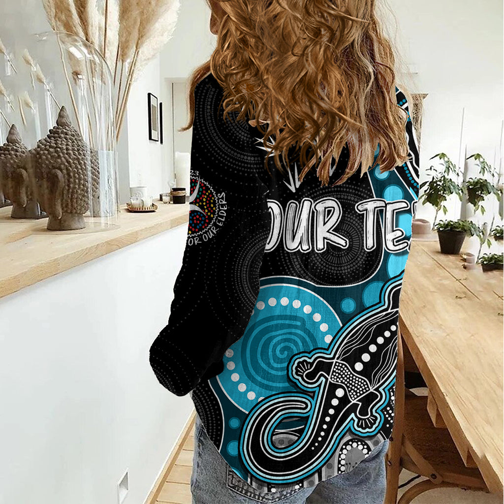 Personalised NAIDOC Week 2023 AFL Powers Women Casual Shirt Aboriginal Dot Art Lizard Mix Boomerang LT7