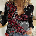 Personalised NAIDOC Week 2023 AFL Saints Women Casual Shirt Aboriginal Dot Art Lizard Mix Boomerang LT7