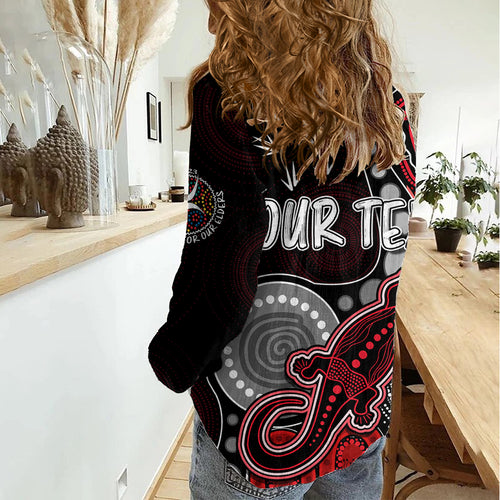 Personalised NAIDOC Week 2023 AFL Saints Women Casual Shirt Aboriginal Dot Art Lizard Mix Boomerang LT7