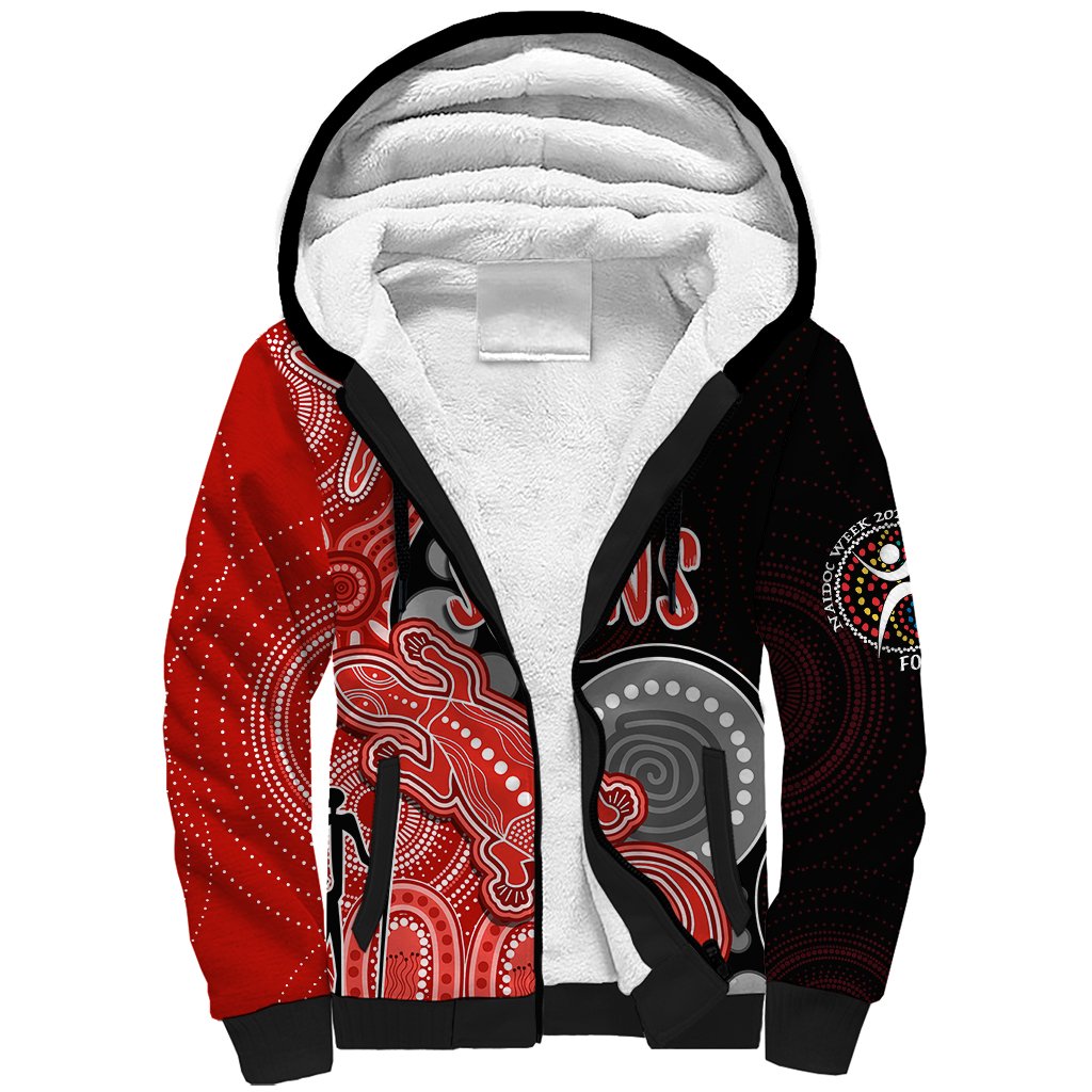personalised-naidoc-week-2023-afl-swans-sherpa-hoodie-aboriginal-dot-art-lizard-mix-boomerang
