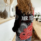 Personalised NAIDOC Week 2023 AFL Swans Women Casual Shirt Aboriginal Dot Art Lizard Mix Boomerang LT7