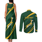 Personalized South Africa Rugby Bokke Couples Matching Tank Maxi Dress and Long Sleeve Button Shirt Minimalism Style