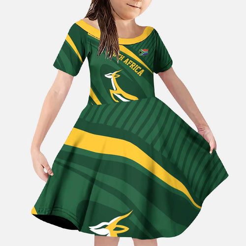Personalized South Africa Rugby Bokke Family Matching Long Sleeve Bodycon Dress and Hawaiian Shirt Minimalism Style