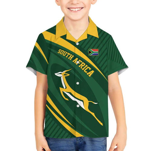 Personalized South Africa Rugby Bokke Family Matching Long Sleeve Bodycon Dress and Hawaiian Shirt Minimalism Style