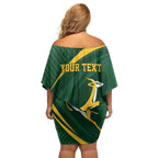 Personalized South Africa Rugby Bokke Family Matching Off Shoulder Short Dress and Hawaiian Shirt Minimalism Style