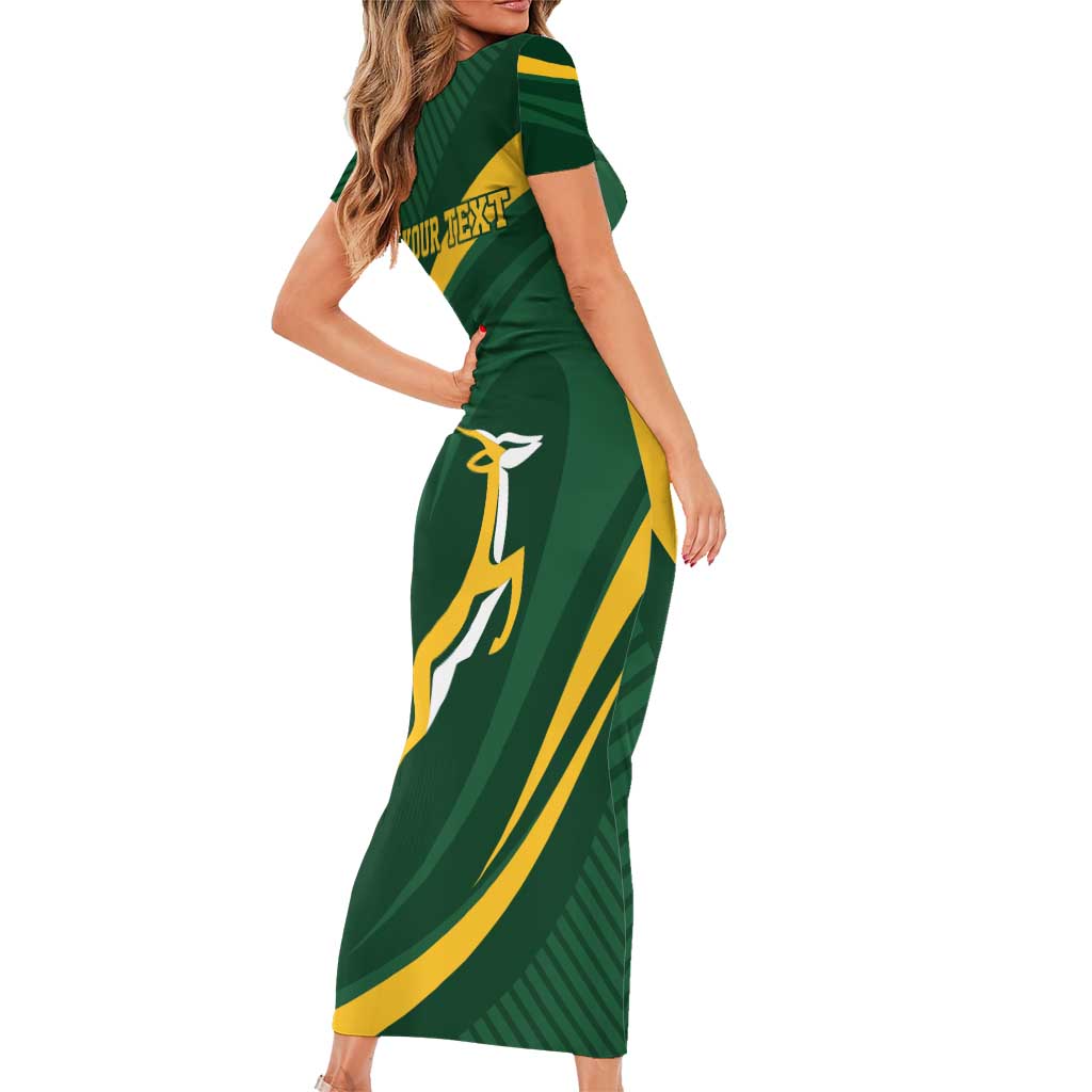 Personalized South Africa Rugby Bokke Family Matching Short Sleeve Bodycon Dress and Hawaiian Shirt Minimalism Style