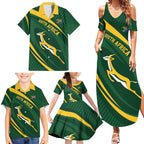 Personalized South Africa Rugby Bokke Family Matching Summer Maxi Dress and Hawaiian Shirt Minimalism Style