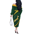 Personalized South Africa Rugby Bokke Off The Shoulder Long Sleeve Dress Minimalism Style