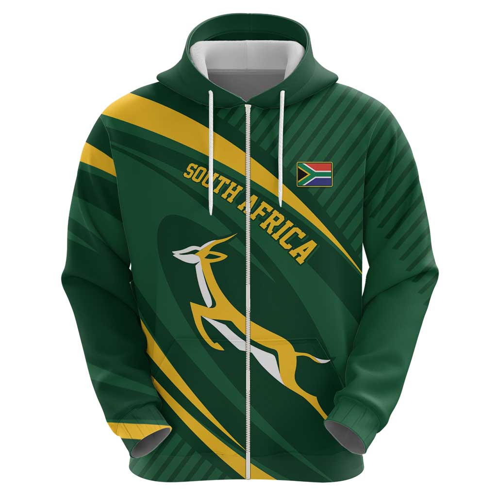 Personalized South Africa Rugby Bokke Zip Hoodie Minimalism Style