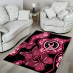 Australia Indigenous Area Rug Breast Cancer Black Aboriginal Butterfly