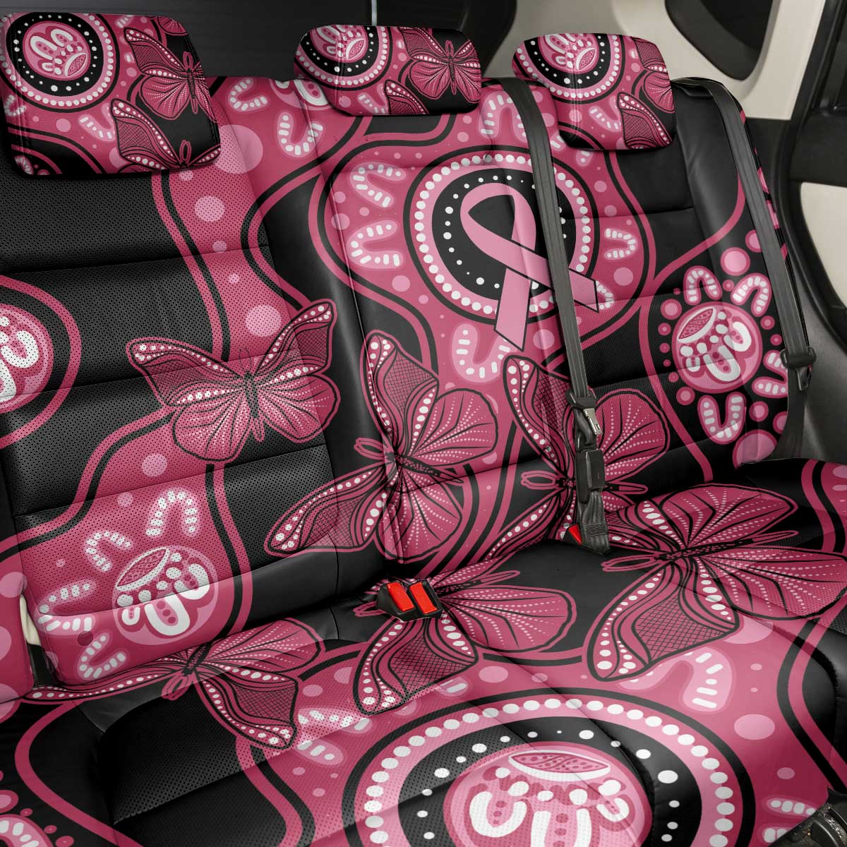 Australia Indigenous Back Car Seat Cover Breast Cancer Black Aboriginal Butterfly