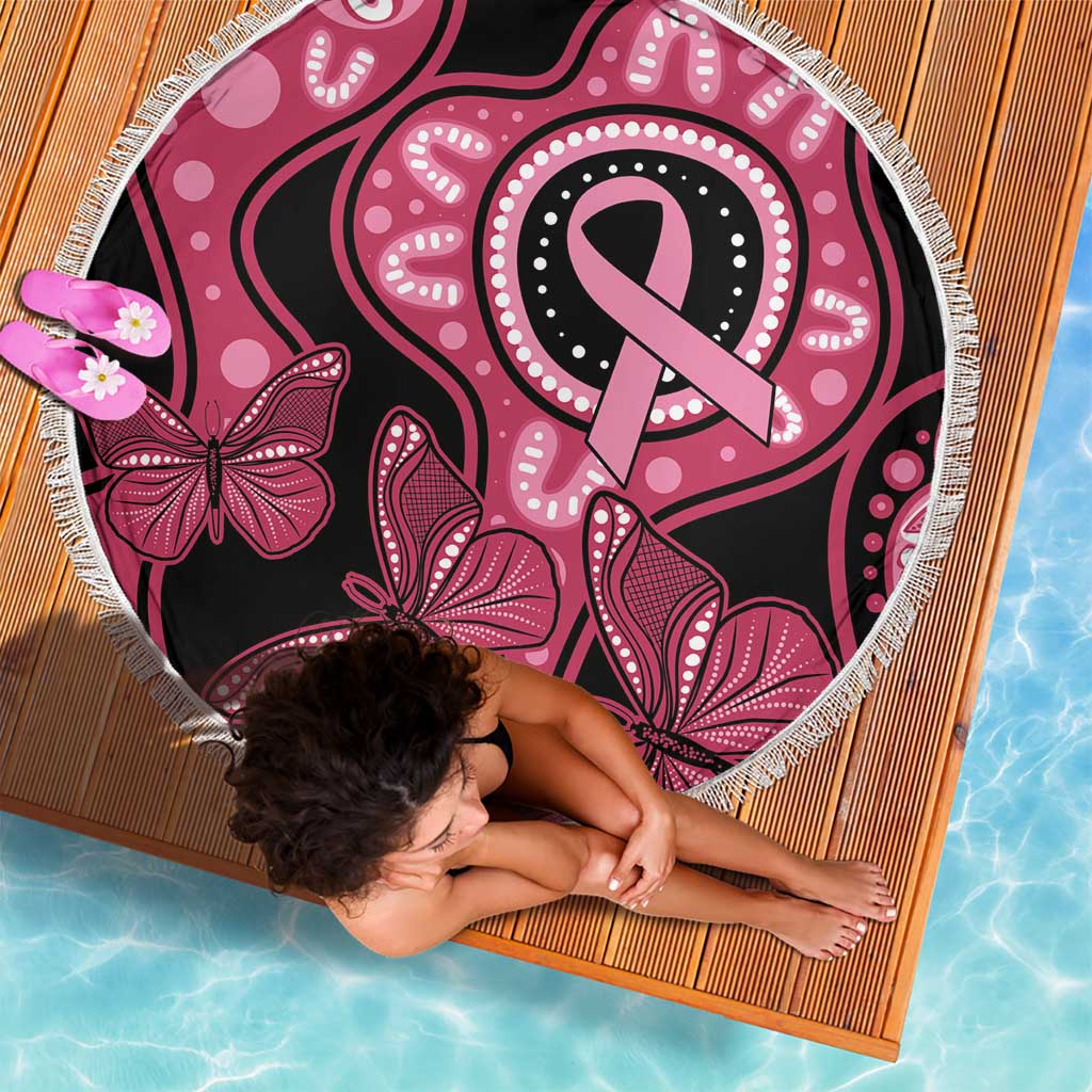 Australia Indigenous Beach Blanket Breast Cancer Black Aboriginal Butterfly