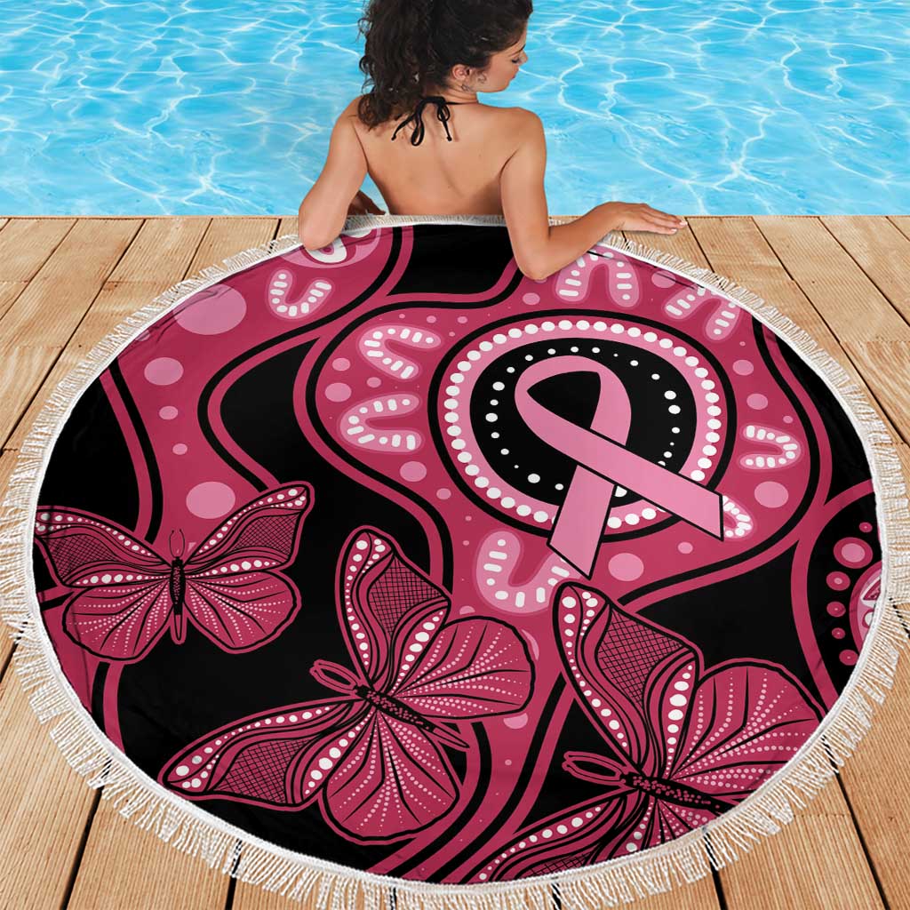 Australia Indigenous Beach Blanket Breast Cancer Black Aboriginal Butterfly