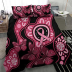 Australia Indigenous Bedding Set Breast Cancer Black Aboriginal Butterfly