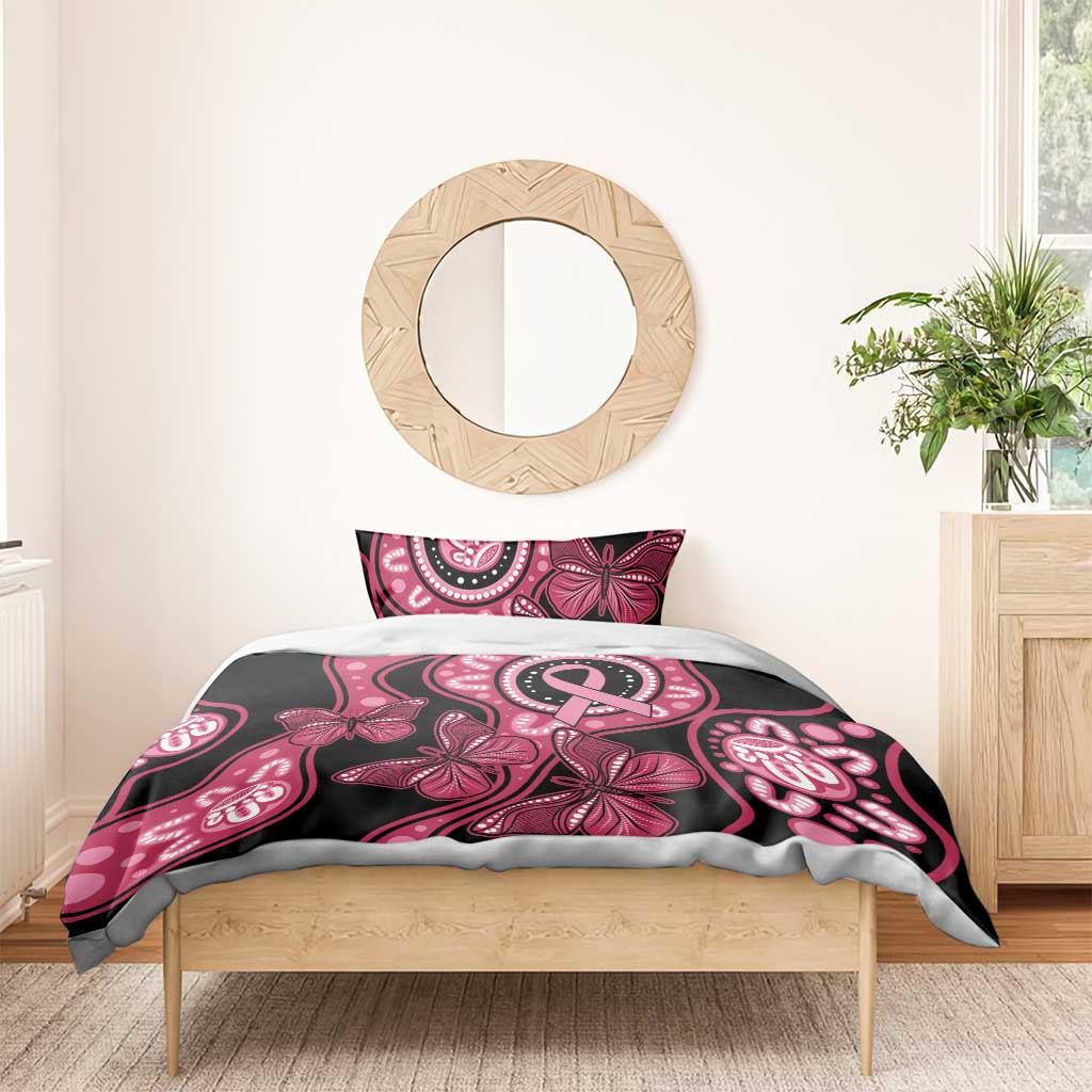 Australia Indigenous Bedding Set Breast Cancer Black Aboriginal Butterfly