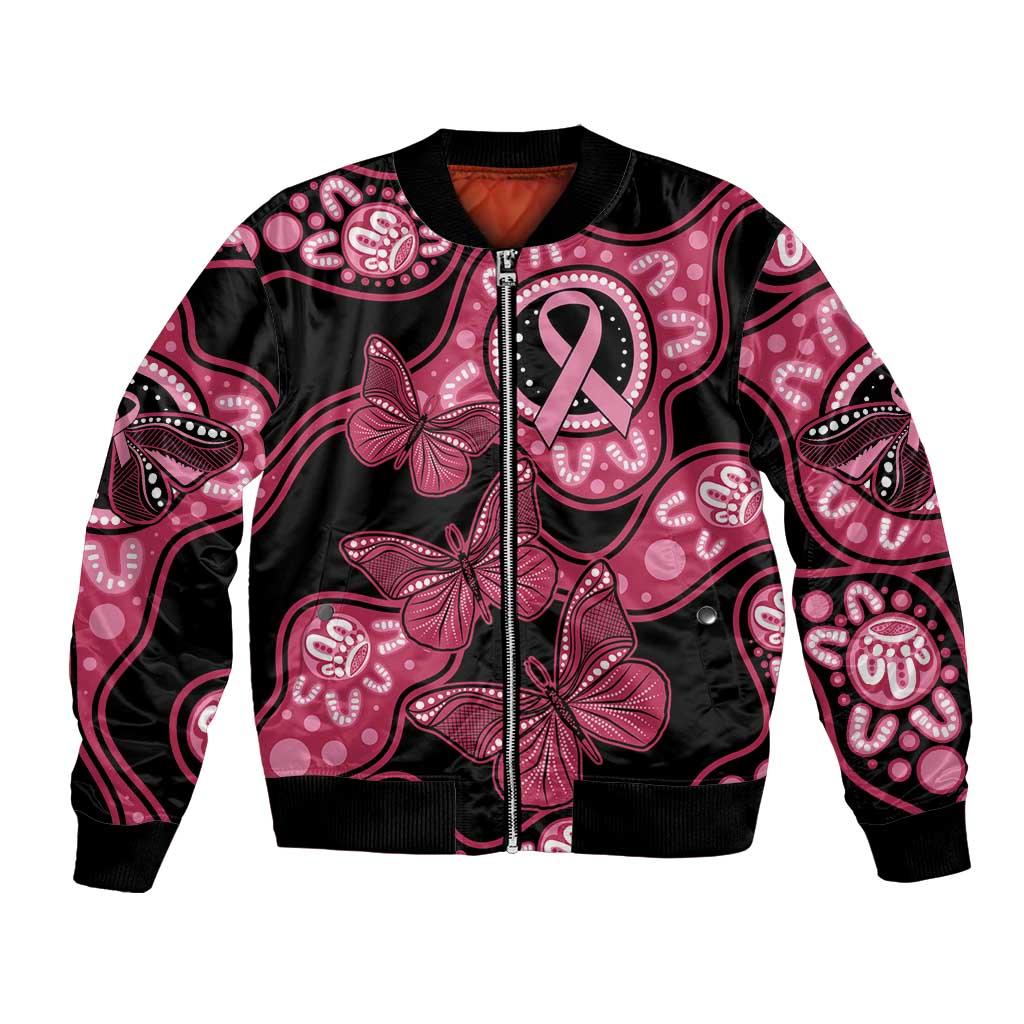 Australia Indigenous Bomber Jacket Breast Cancer Black Aboriginal Butterfly