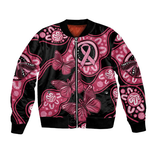 Australia Indigenous Bomber Jacket Breast Cancer Black Aboriginal Butterfly