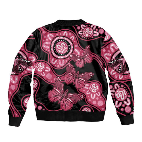 Australia Indigenous Bomber Jacket Breast Cancer Black Aboriginal Butterfly