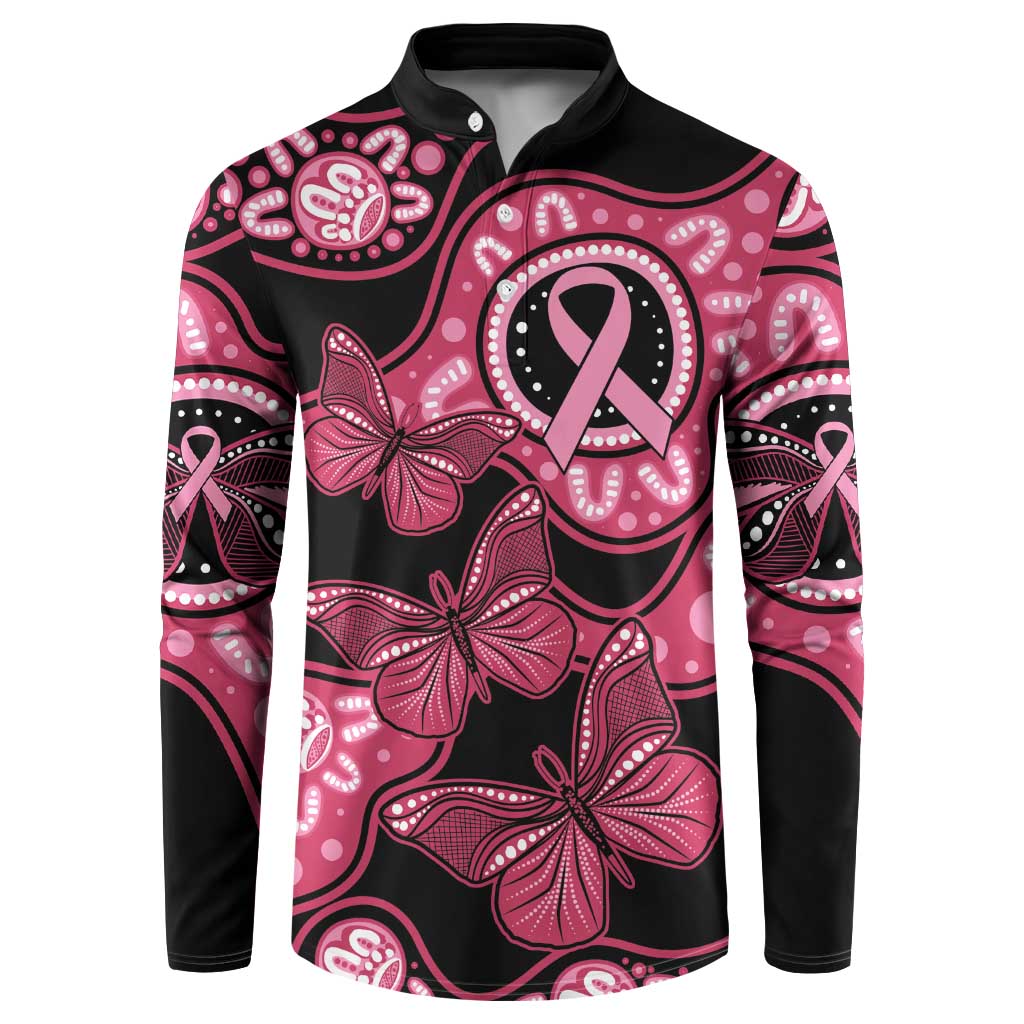 Australia Indigenous Button Sweatshirt Breast Cancer Black Aboriginal Butterfly