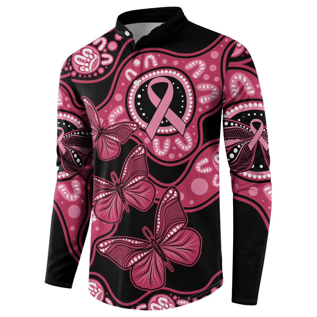 Australia Indigenous Button Sweatshirt Breast Cancer Black Aboriginal Butterfly