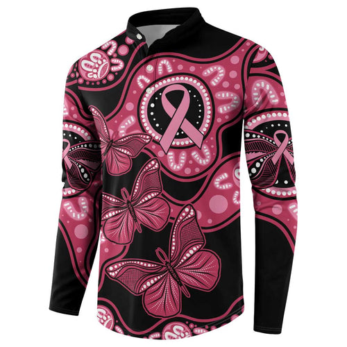 Australia Indigenous Button Sweatshirt Breast Cancer Black Aboriginal Butterfly