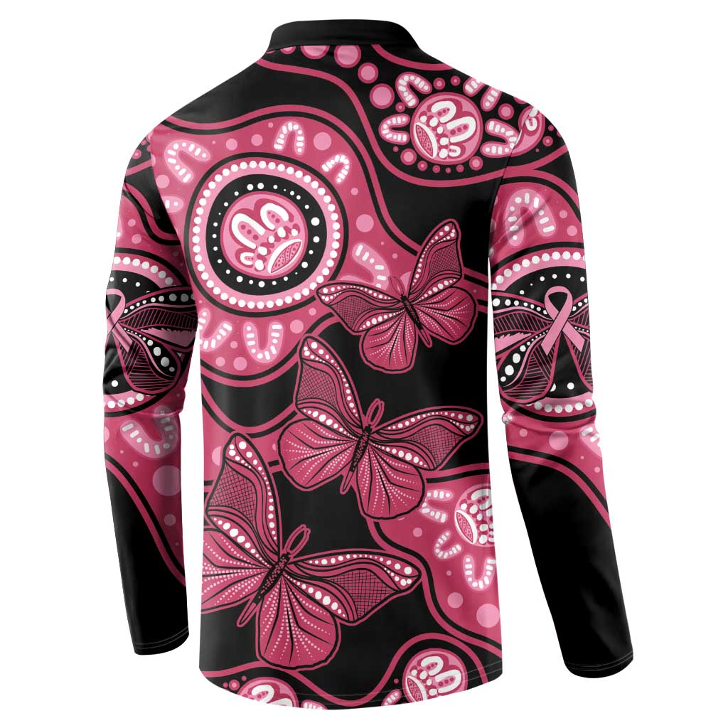 Australia Indigenous Button Sweatshirt Breast Cancer Black Aboriginal Butterfly