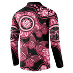 Australia Indigenous Button Sweatshirt Breast Cancer Black Aboriginal Butterfly