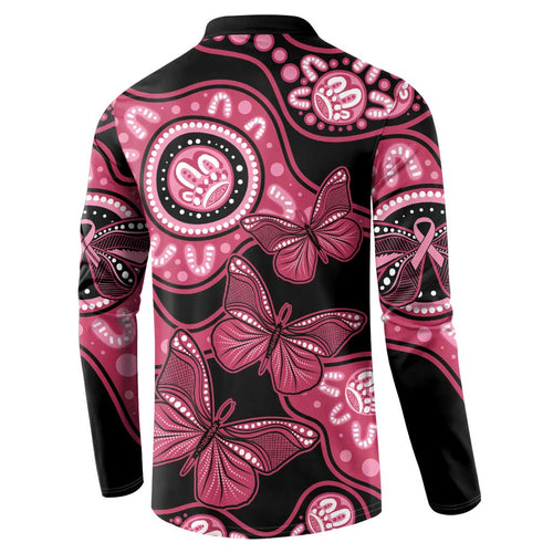 Australia Indigenous Button Sweatshirt Breast Cancer Black Aboriginal Butterfly