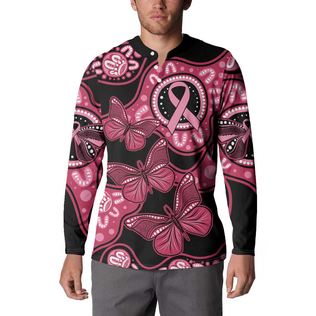 Australia Indigenous Button Sweatshirt Breast Cancer Black Aboriginal Butterfly