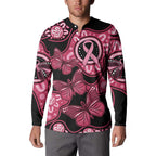 Australia Indigenous Button Sweatshirt Breast Cancer Black Aboriginal Butterfly