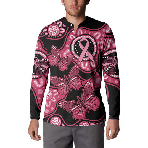 Australia Indigenous Button Sweatshirt Breast Cancer Black Aboriginal Butterfly
