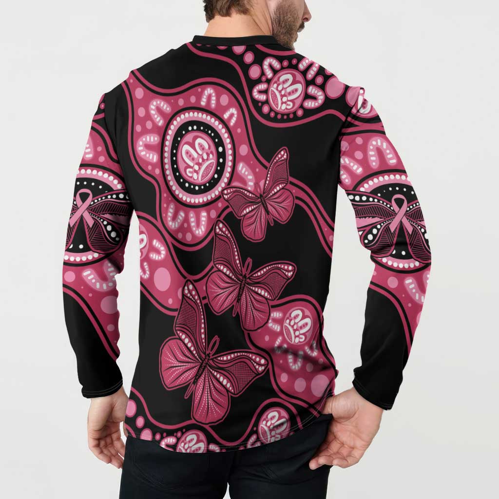 Australia Indigenous Button Sweatshirt Breast Cancer Black Aboriginal Butterfly