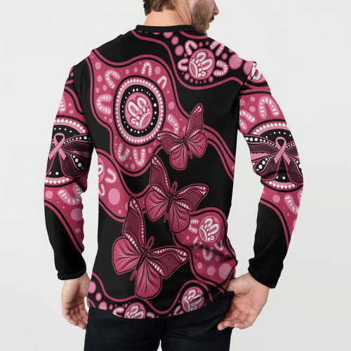 Australia Indigenous Button Sweatshirt Breast Cancer Black Aboriginal Butterfly