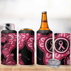 Australia Indigenous 4 in 1 Can Cooler Tumbler Breast Cancer Black Aboriginal Butterfly