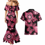 Australia Indigenous Couples Matching Mermaid Dress and Hawaiian Shirt Breast Cancer Black Aboriginal Butterfly