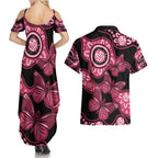 Australia Indigenous Couples Matching Summer Maxi Dress and Hawaiian Shirt Breast Cancer Black Aboriginal Butterfly