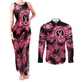 Australia Indigenous Couples Matching Tank Maxi Dress and Long Sleeve Button Shirt Breast Cancer Black Aboriginal Butterfly