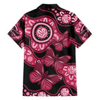 Australia Indigenous Family Matching Off The Shoulder Long Sleeve Dress and Hawaiian Shirt Breast Cancer Black Aboriginal Butterfly