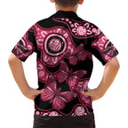 Australia Indigenous Family Matching Off Shoulder Maxi Dress and Hawaiian Shirt Breast Cancer Black Aboriginal Butterfly