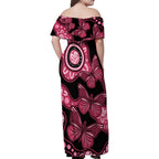 Australia Indigenous Family Matching Off Shoulder Maxi Dress and Hawaiian Shirt Breast Cancer Black Aboriginal Butterfly