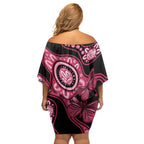 Australia Indigenous Family Matching Off Shoulder Short Dress and Hawaiian Shirt Breast Cancer Black Aboriginal Butterfly